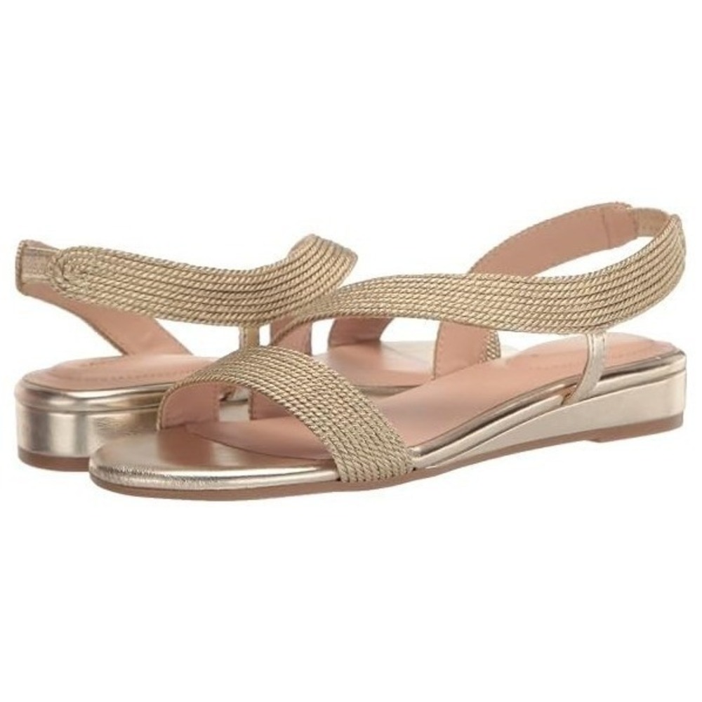 Bandolino Kalinar Strappy Wedge Heeled Sandals Womens Size 8.5M Gold Slip-On
